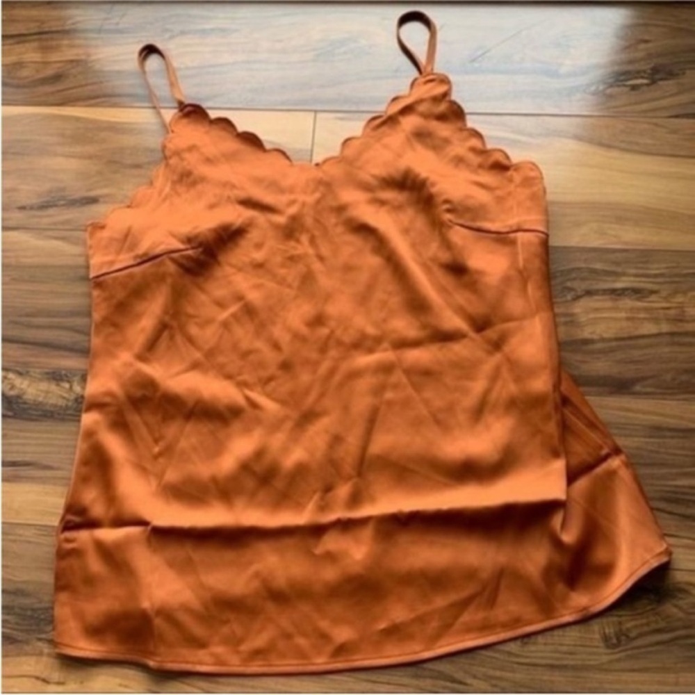 Women's Orange Scalloped Top